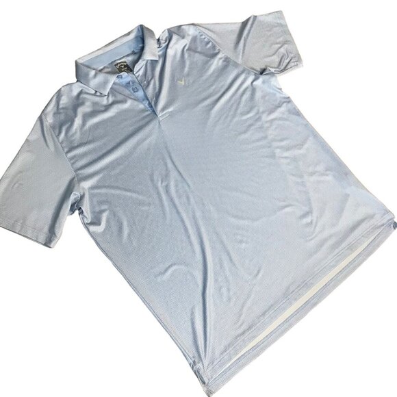Mens Callaway Golf Short Sleeve Polo Shirt Light Blue Check Opti Dri Sz XL Light - Picture 2 of 11